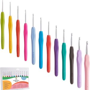 Crochet Hook Set, 12 Colorful Ergonomic Hooks