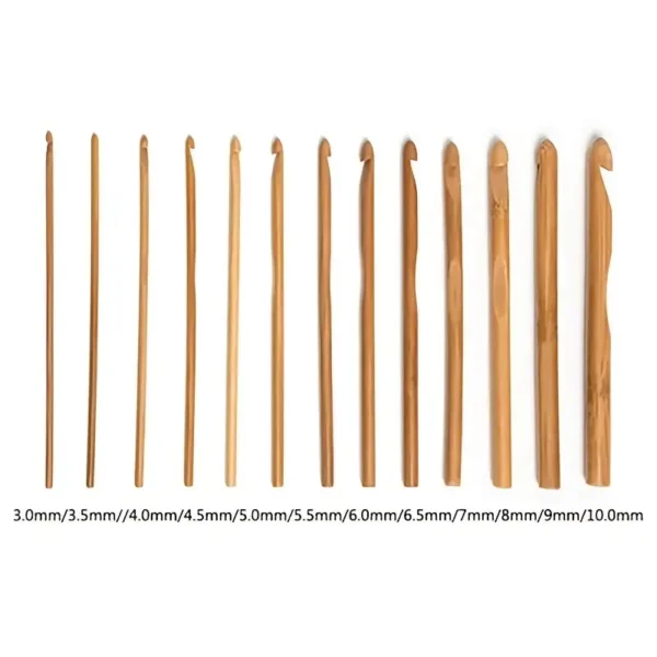 Bamboo Crochet Hooks Set, 12 Pcs Knitting Crocheting, 3-10mm - Image 5