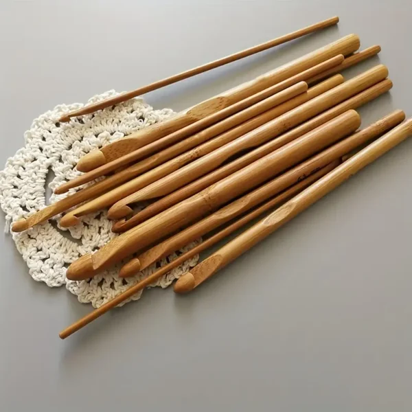 Bamboo Crochet Hooks Set, 12 Pcs Knitting Crocheting, 3-10mm