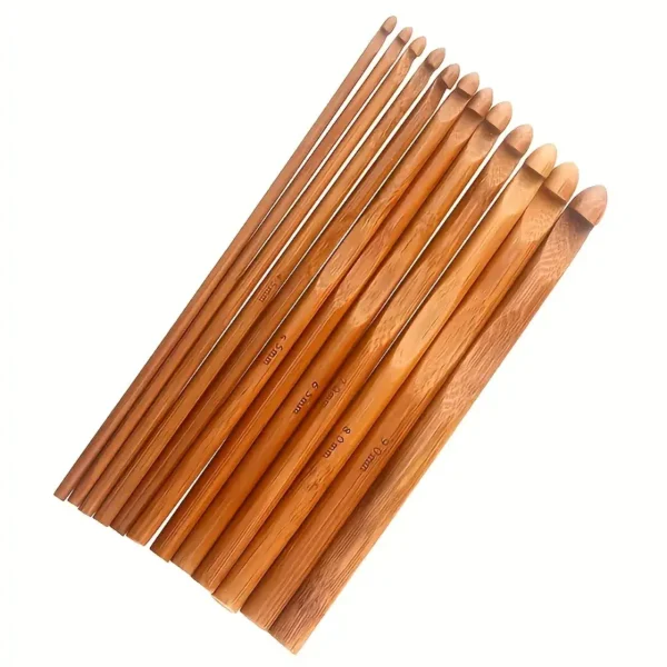 Bamboo Crochet Hooks Set, 12 Pcs Knitting Crocheting, 3-10mm - Image 2